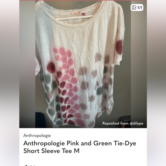 Anthropologie Pink and Green Tie-Dye Short Sleeve Tee M - Picture 5 of 5